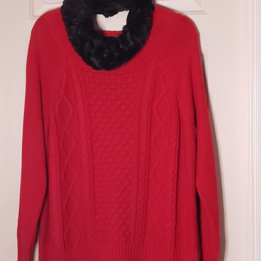 Plus Sz Chaps Red Crewneck Sweather